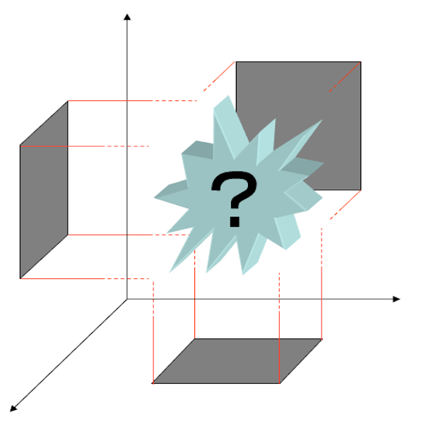 A solid casting square shadows under orthogonal light sources